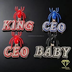 Colgante con Nombre Personalizado BANDIDO ALIEN de Diamante Moissanite con Detalle Superior de Araña y Piedras Brillantes en Forma de Letras, Joyería de Moda Hip Hop - Product Image 3