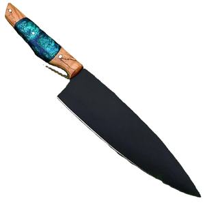 Cuchillo de Chef Jexmoo Personalizado Hecho a Mano en Acero al Carbono con Hoja de 8 Pulgadas, Mango Elegante y Funda de Cuero - Regalo para Chef - Product Image 1