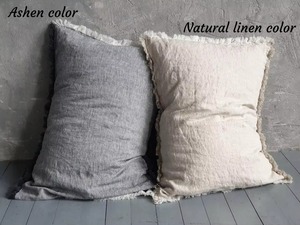 ปลอกหมอนผ้าลินินทรงสี่เหลี่ยม สีพื้น สไตล์นอร์ดิก เย็บมือ ปิดแบบซองจดหมาย ของตกแต่งบ้าน - Product Image 4