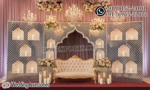 Grand Palace-Style Mirror <b>Backdrops</b> for Luxury Weddings Imperial Mughal-Inspired Mirror <b>Frames</b> Arabian Night Theme <b>Backdrops</b> - Product Image 6