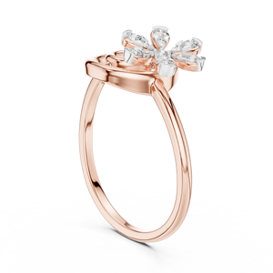 Ensemble de bagues en diamant de culture ETERNAL BLOSSOM SWIRAL en or rose 18 carats plaqué rhodium, certifié vintage, pour fiançailles, mariage et occasions spéciales - Product Image 4