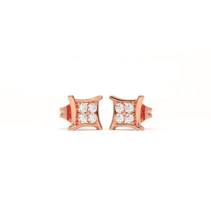 Boucles d'oreilles clous Aarinya Kite-Frame en or 18 carats avec grappe de diamants de laboratoire, luxe, forme carrée - Product Image 6
