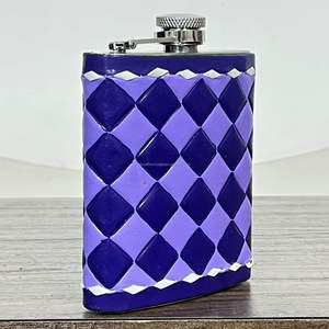 Manufacturer New Design Handcrafted Cowhide Leather Durable 7oz Stainless Steel Portable Whiskey Hip Flask for Travel <b>Gifts</b> - Product Image 4