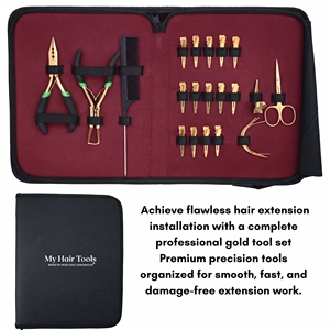 Kit complet de pinces pour extensions de cheveux à micro-anneaux, pince de serrage de perles, aiguilles à coudre, pinces de sectionnement, peigne - Product Image 6