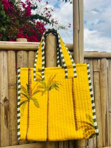Bolso Tote Acolchado Ecológico Amarillo para Mujer, Bolso de Hombro Duradero con Cierre, Estilo Bohemio, para Viajes de Verano e Invierno - Product Image 2