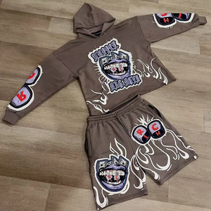 Conjuntos Deportivos de Verano con Sudadera con Cordón y Pantalones Cortos para Correr |   Conjuntos Cortos de Verano Personalizados para Gimnasio, Ligeros, de Algodón y Poliéster - Product Image 3