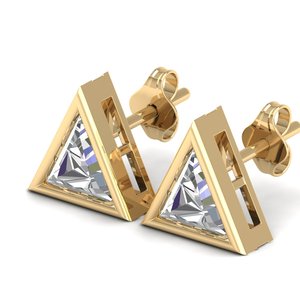 REYES Pendientes de tuerca con forma de triángulo de moissanita de 2.2 quilates con cierre de rosca para mujer, venta al por mayor, joyería fina de oro macizo de 14K - Product Image 3