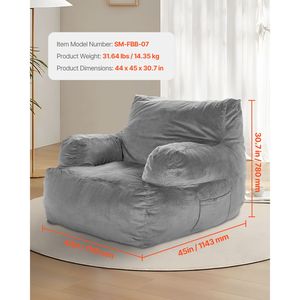 Poltrona Sacco per Adulti con Braccioli, Imbottitura in Schiuma Morbida e Soffice, Divano Sacco Gonfiabile - Product Image 2