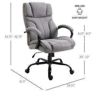 Sedia da Ufficio Ergonomica Direzionale 500 libbre, Sedia Grande e Alta con Seduta Ampia, Altezza Regolabile, Ruote Girevoli, Design a L - Product Image 3
