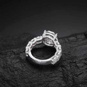 Bague de fiançailles en argent 925 avec moissanite, style couronne ronde brillante, bijoux de mariage pour femmes, forme de fleur classique, diamant - Product Image 2