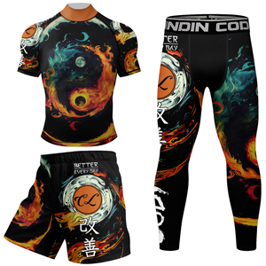 ชุดเสื้อคอวีสำหรับศิลปะการต่อสู้แบบกำหนดเอง ชุดรัดกล้ามเนื้อ MMA คุณภาพสูงสำหรับผู้ชาย ชุดกางเกงขาสั้น BJJ ฟิตเนส/กราปลิง ผ้าสแปนเด็กซ์/ไนลอน แห้งเร็ว - Product Image 5