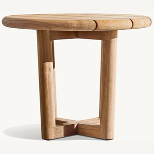 Modern Round Teak Coffee <b>Table</b> with Durable Eco-Friendly Wood for Terrace or Living Room Use - Product Image 1