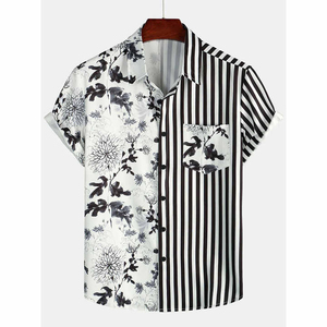 Ensemble de vêtements de plage pour hommes de style hawaïen, personnalisé OEM, chemises décontractées en coton coloré, technique de lavage sergé, imprimé hawaïen - Product Image 5