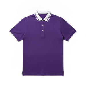 Polo Homme Manches Courtes Violet Tissu Oxford Uni Coupe Droite Décontracté – Grande Vente - Product Image 6