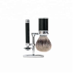 Ensemble de rasage pour homme 3 pièces, rasoir manuel à double tranchant, kit de soin de la barbe - Product Image 1