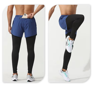 Shorts de compression mi-longs respirants pour hommes, 100 % polyester, multi-poches, écologiques, pour la gym et le jogging, taille mi-haute, séchage rapide - Product Image 5