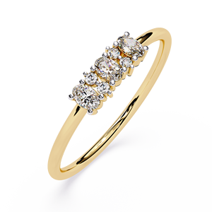 แหวนหมั้นและแหวนแต่งงานเพชรทรงรีและทรงกลมแบบมินิมอล ทองคำขาว 14K สำหรับผู้หญิง - Product Image 2