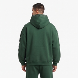 Sudadera con Capucha Verde Bosque de Alta Calidad al por Mayor, con Pedrería, Ajuste Relajado, Hombros Caídos, Informal, de Algodón y Forro Polar - Product Image 6
