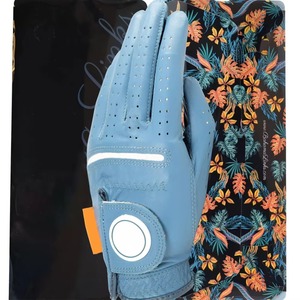 <b>Light</b> Blue Cabretta Leather Golf Glove Right Hand Breathable Hook and Loop Closure Unisex Outdoor Sports - Product Image 2