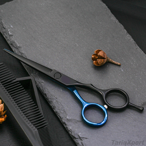 Professional High Steel <b>Barber</b> Blue Black Stainless 4Cr13 Lightweight Foldable Right-Handed Cutting Scissors <b>Set</b> Custom Logo - Product Image 3