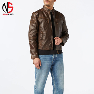 Chaqueta de Moto para Hombre, de Cuero Genuino Marrón, Estilo Urbano, Casual, con Cierre, Transpirable, Resistente al Viento e Impermeable, NURAK SPORTS 2026 - Product Image 3