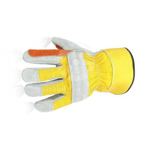 ถุงมือทำงานหนังแท้สำหรับผู้ชาย ถุงมือป้องกันเพื่อความปลอดภัย ถุงมือทำงานสีพื้น - Product Image 4