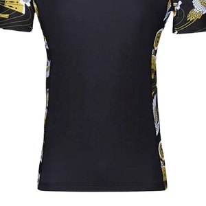 5 Sports Men's <b>Compression</b> <b>Shirt</b> <b>Black</b> Gold Sublimation Print Regular Breathable Fitted Moisture Wicking MMA Workout Top - Product Image 6
