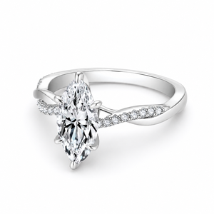 Bagues de mariage pour femmes en argent sterling 925 plaqué or blanc, serties de moissanite de forme marquise, certifiées GRA - Product Image 3