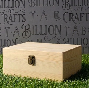 Boîte de rangement rectangulaire en bois de pin non fini, polie, avec couvercle à charnière et verrouillable, pour bijoux, artisanat, emballage cadeau, lot de 3 - Product Image 4