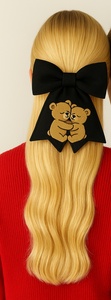 Pince à cheveux thème Saint-Valentin au design unique, nœud romantique brodé à longue queue pour femmes et filles - Product Image 2
