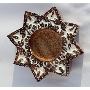 Portavelas Doble Cuadrado de Madera de Sheesham Hecho a Mano para Decoración del Hogar |   Diseño de Loto Tallado - Product Image 5