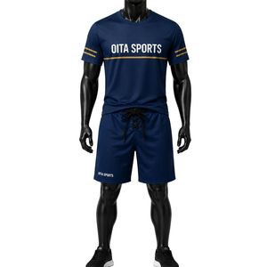 Ensemble de vêtements de sport pour hommes, bleu marine, jersey et short en polyester, uniforme d'équipe, vêtements d'entraînement, vêtements de match en plein air - Product Image 1