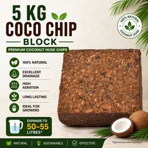 Bloc de copeaux de coco tamponnés 5kg à faible teneur en EC, substrat organique pour la culture de la fraise et les systèmes hydroponiques verticaux - Product Image 1