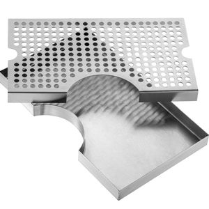 Vassoio Raccogligocce per Kegerator in Acciaio Inox 304 con Coperchio Rimovibile, 4 Cuscinetti in Gomma Antiscivolo, Componente per Macchine di Bevande Calde/Fredde e Vino - Product Image 1