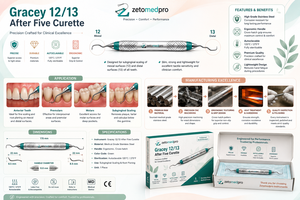 Cureta Gracey Premium 12/13 de Acero Inoxidable para Periodoncia, Instrumento para Raspado de Encías y Pulverización de Raíces, OEM Zetomed Pro - Product Image 3