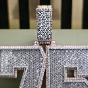 Pendentif personnalisé de luxe Hip Hop en moissanite sertie de pierres, lettre ou numéro, en argent 925, porte-bonheur, pour homme - Product Image 4