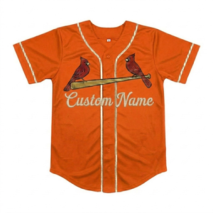 Maillot de baseball personnalisé Cardinals orange à manches courtes, boutonné, séchage rapide, léger, nom d'équipe personnalisé, respirant - Product Image 1