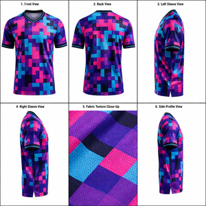 เสื้อฟุตบอลโพลีเอสเตอร์ 100% ระบายอากาศ แห้งเร็ว พิมพ์โลโก้ได้ตามต้องการ ดีไซน์ใหม่ ขายดีที่สุดประจำปี 2026 สำหรับผู้ชาย - Product Image 6