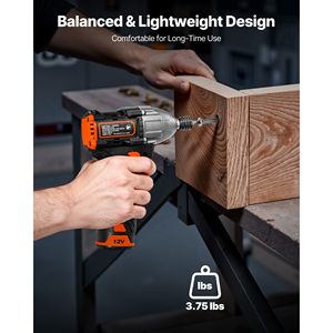Kit de visseuse à chocs sans fil 12 V avec moteur sans balais, embout de 1/4 pouce, vitesse maximale de 3000 tr/min, accessoires d'outils électriques avec chargeur de batterie - Product Image 3