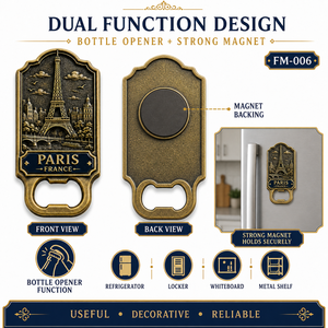 Décapsuleur magnétique en métal pour réfrigérateur, points de repère de la ville : <span class=keywords><strong>Paris</strong></span>, Rome, Londres, Dubaï - Vente en gros - Product Image 2