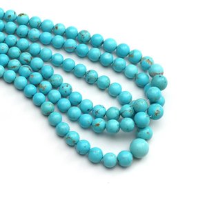 Perles rondes en turquoise Sleeping Beauty Arizona 5-8mm, pierres précieuses naturelles en vrac pour la fabrication de bijoux, vente en gros - Product Image 4