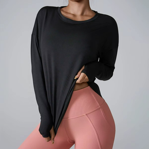 Haut de yoga à manches longues pour femme, respirant, séchage rapide, coupe régulière et grandes tailles, idéal pour l'entraînement et la gym - Product Image 2