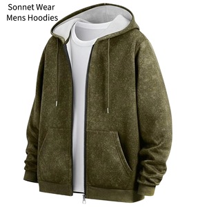 Sweat à capuche zippé pour homme, manches longues, poches, 100% coton, imprimé numérique, collection printemps - Product Image 1