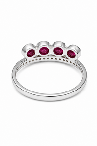 Bague de luxe en pierres naturelles rubis et diamant en argent sterling 925 avec placage rhodium et sertissage pavé et griffes KLSR12538 - Product Image 3