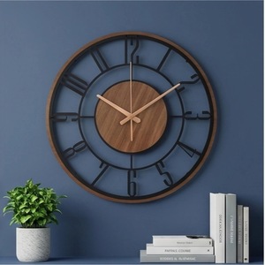 High Quality Modern Round Wood Wall <b>Clock</b> Analog Quartz Silent Living Room Decor - Product Image 2