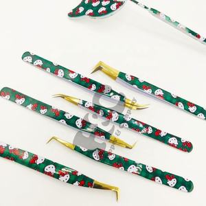 Pinzas de diseño de Hello Kitty, pinzas de extensión de pestañas sostenibles de alta calidad, punta de fibra libre, pinzas de pestañas de agarre fuerte, visón - Product Image 6