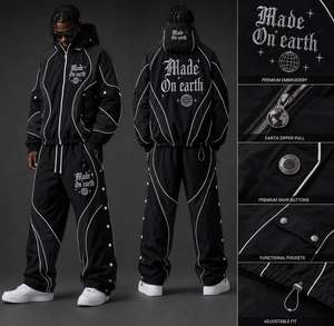 Conjunto Deportivo Personalizado de Nylon para Hombre, Chaqueta con Cremallera y Pantalones Deportivos con Bloques de Color, Bordado e Impresión, Fabricante de Ropa Deportiva - Product Image 5