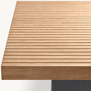 Mesa de comedor rectangular hecha de madera de teca resistente y duradera, adecuada para uso en interiores o exteriores. - Product Image 3