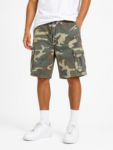 Shorts cargo camouflage pour hommes, taille mi-haute, fermeture boutonnée, en toile, style décontracté, avec plusieurs poches, respirant - Product Image 1