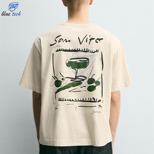 Camiseta de algodón de manga corta con cuello redondo y estampado de letras para hombre, estilo casual, de Blue Tech - Product Image 6